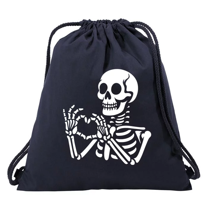 Skeleton Hands Heart Sign Retro Halloween Skeleton Hand Sign Gift Drawstring Bag