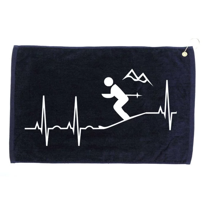 Skiing Heartbeat Hooded Cool Gift Best Ski Gift Great Gift Grommeted Golf Towel