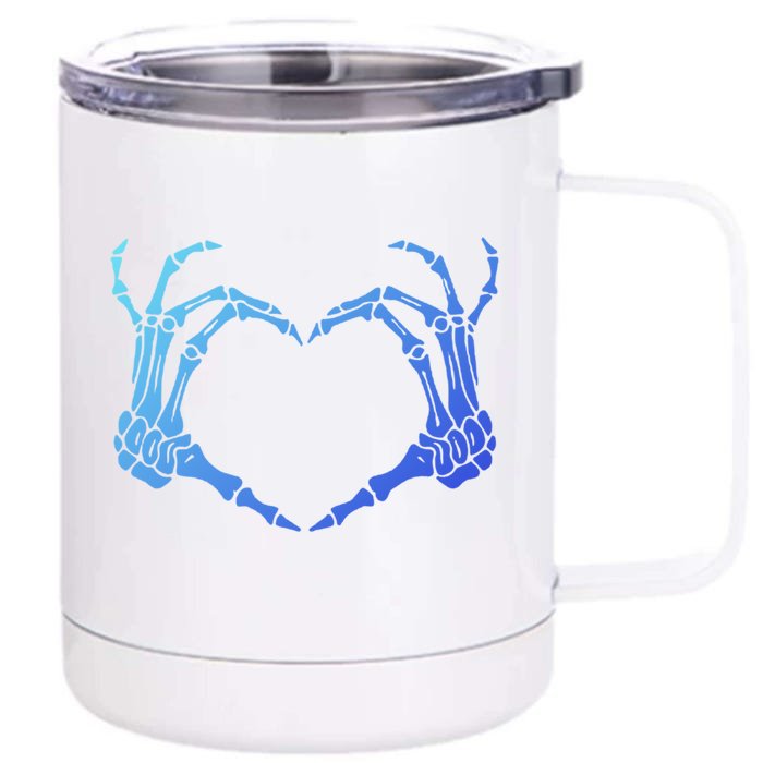 Skeleton Hand Heart Sign Bones Costume Halloween Party Great Gift Front & Back 12oz Stainless Steel Tumbler Cup