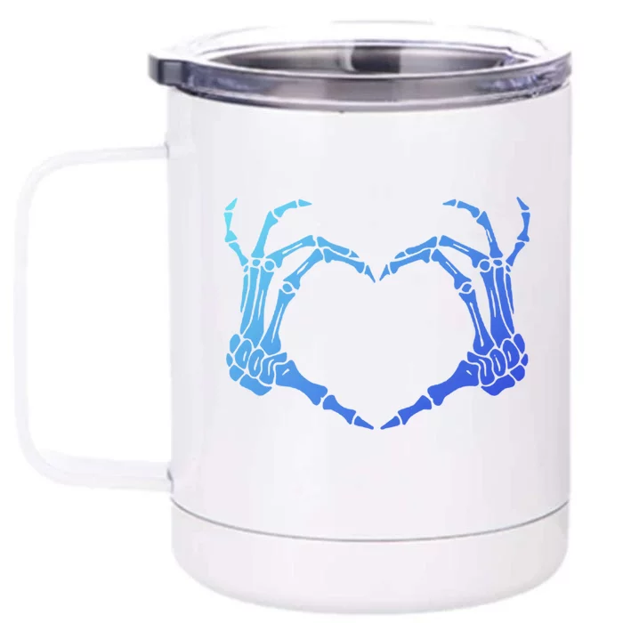 Skeleton Hand Heart Sign Bones Costume Halloween Party Great Gift Front & Back 12oz Stainless Steel Tumbler Cup