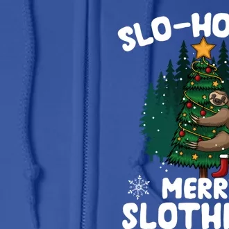 Slo Ho Ho Merry Slothmas Sloth Hugging Tree Merry Christmas Great Gift Full Zip Hoodie