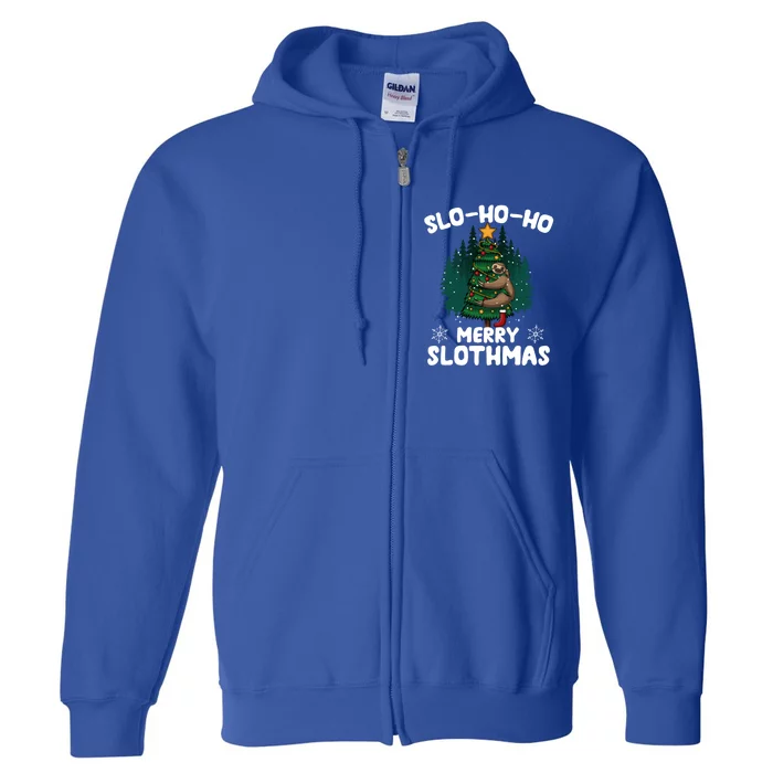 Slo Ho Ho Merry Slothmas Sloth Hugging Tree Merry Christmas Great Gift Full Zip Hoodie