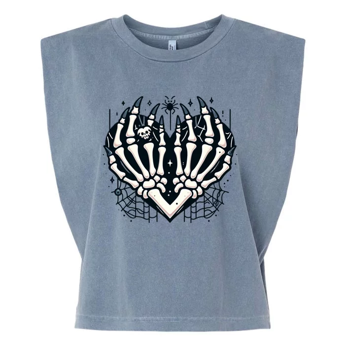 Skeleton Hands Heart Spider Halloween For Spooky Lovers Fun Cool Gift Garment-Dyed Women's Muscle Tee