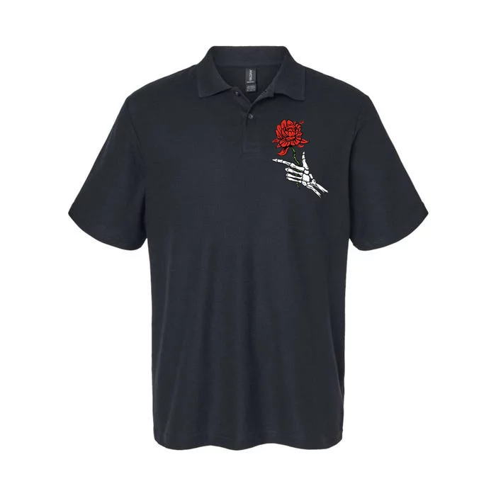 Skeleton Hand Holding A Red Rose Softstyle Adult Sport Polo