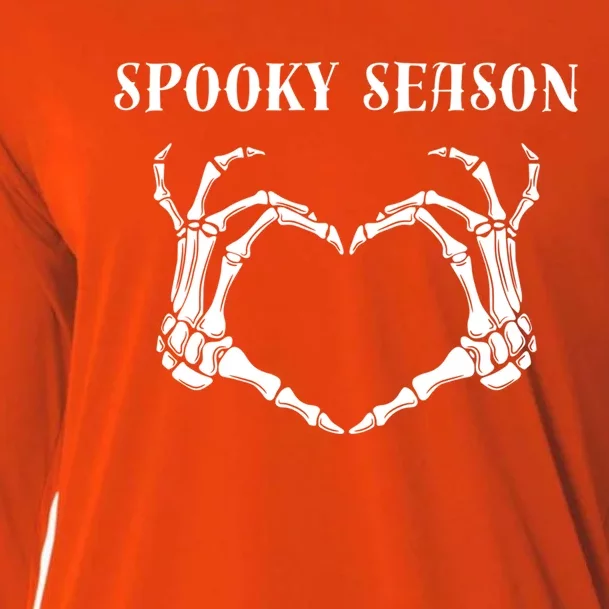 Skeleton Heart Hands Spooky Season Funny Gift Cooling Performance Long Sleeve Crew