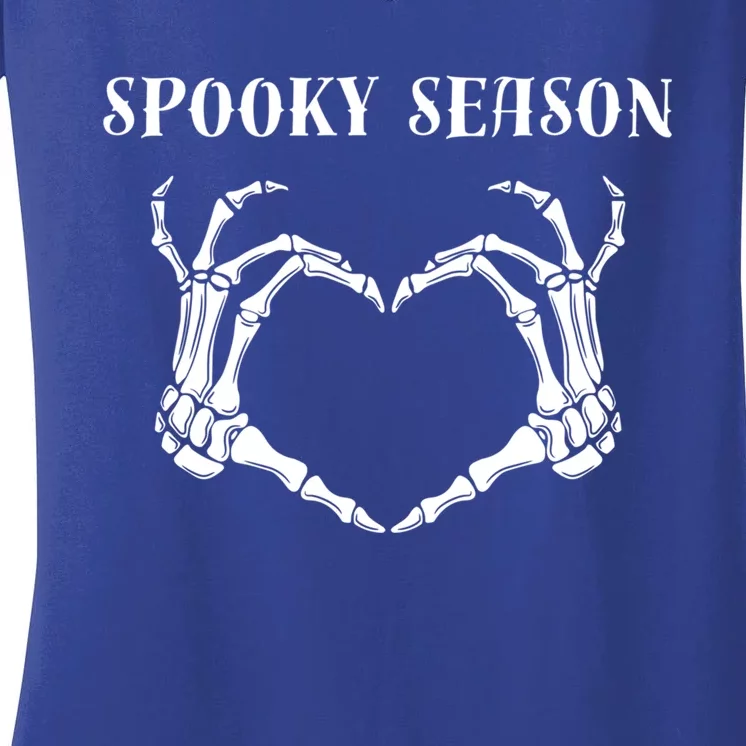 Skeleton Heart Hands Spooky Season Funny Gift Women's V-Neck T-Shirt