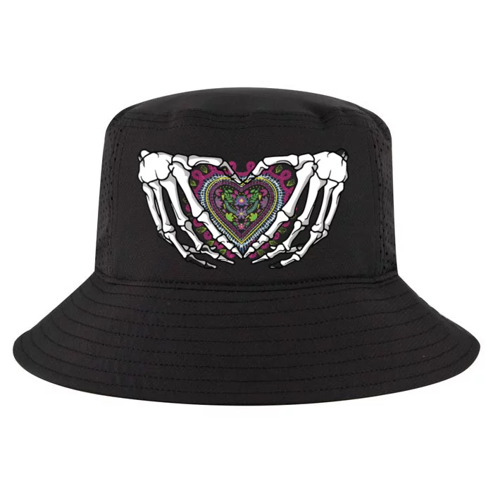 Skeleton Hand Heart Dia De Los Muertos Mexican Day Of Dead Cool Comfort Performance Bucket Hat