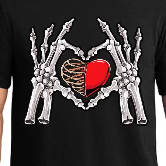 Skeleton Hand Heart Sign Bones Costume Love Skull Tapestry Pajama Set