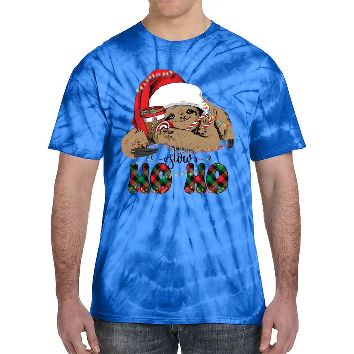 Slow Ho Ho Merry Slothmas Christmas Vibes Xmas YAll Gift Tie-Dye T-Shirt