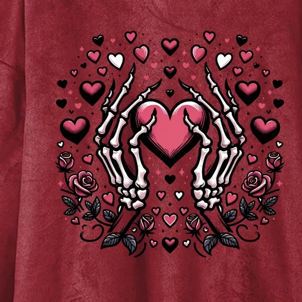 Skeleton Hand Heart: Gothic Love For ValentineS Day Gift Hooded Wearable Blanket