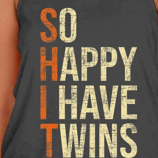 So Happy I Have Twins Twin Dad Father Mother Of Twins Women's Knotted Racerback Tank