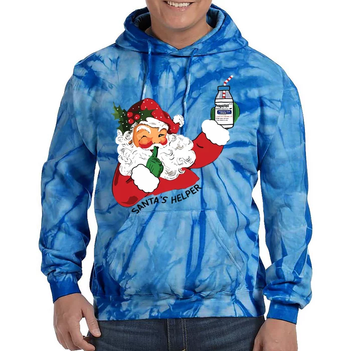 Santas Helper Icu Crna Propofol Pharmacist Nurse Christmas Tie Dye Hoodie