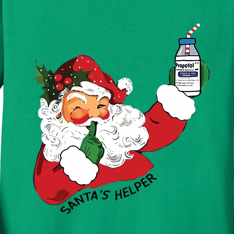 Santas Helper Icu Crna Propofol Pharmacist Nurse Christmas Kids Long Sleeve Shirt