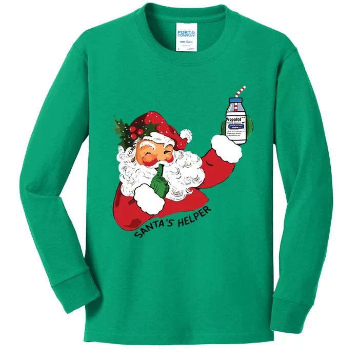 Santas Helper Icu Crna Propofol Pharmacist Nurse Christmas Kids Long Sleeve Shirt