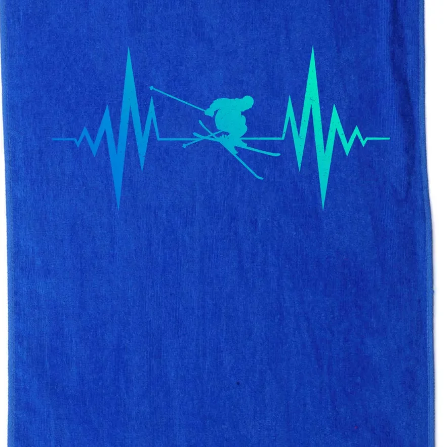 Skiing Heartbeat I Love Skiing Winter Sports Racing Skier Gift Platinum Collection Golf Towel