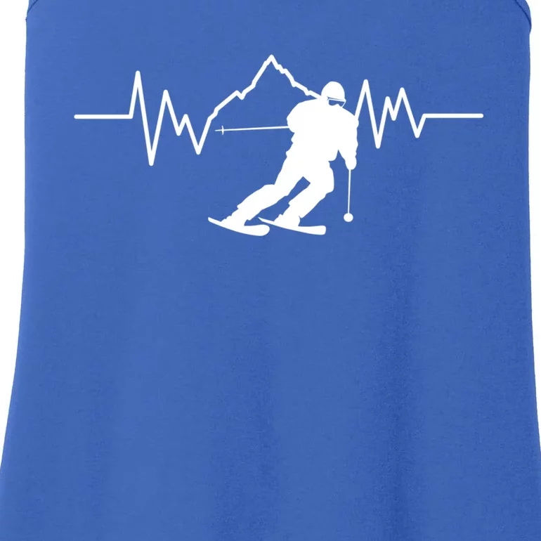 Skier Heartbeat I Alpine Cross Coutry Skiing Gift Ladies Essential Tank