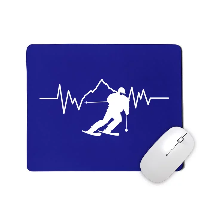 Skier Heartbeat I Alpine Cross Coutry Skiing Gift Mousepad