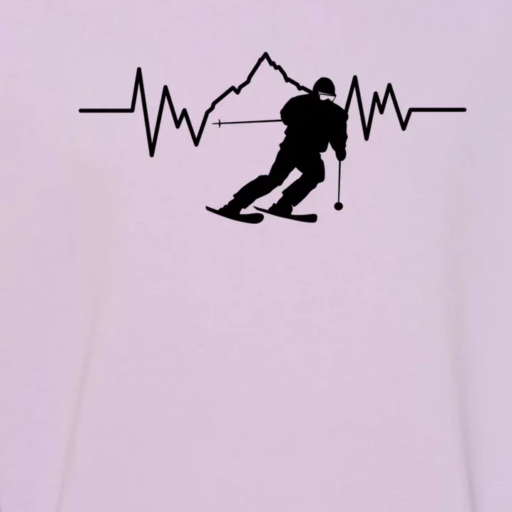 Skier Heartbeat I Alpine Cross Coutry Skiing Gift Garment-Dyed Sweatshirt