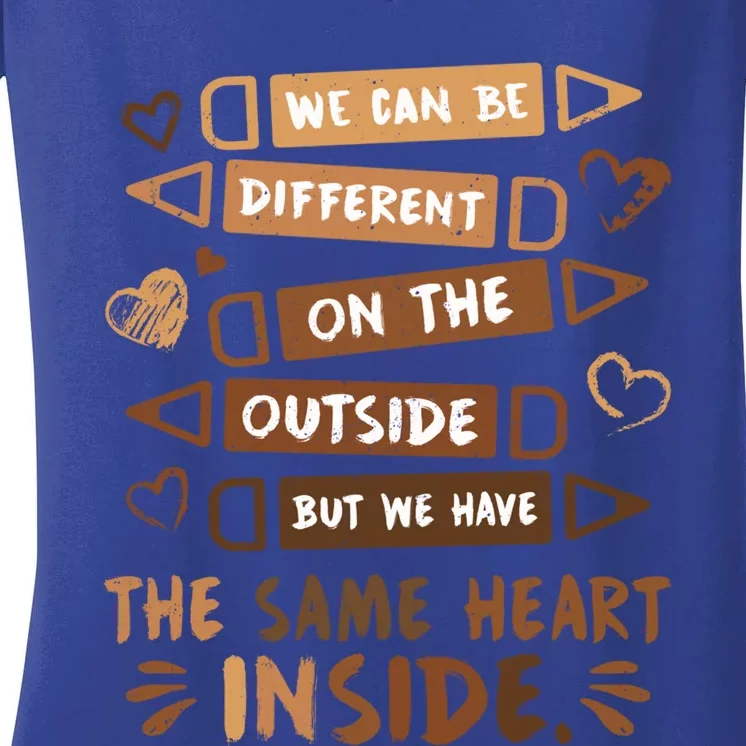 Same Heart Inside Black History Month Africa Juneteenth Gift Women's V-Neck T-Shirt