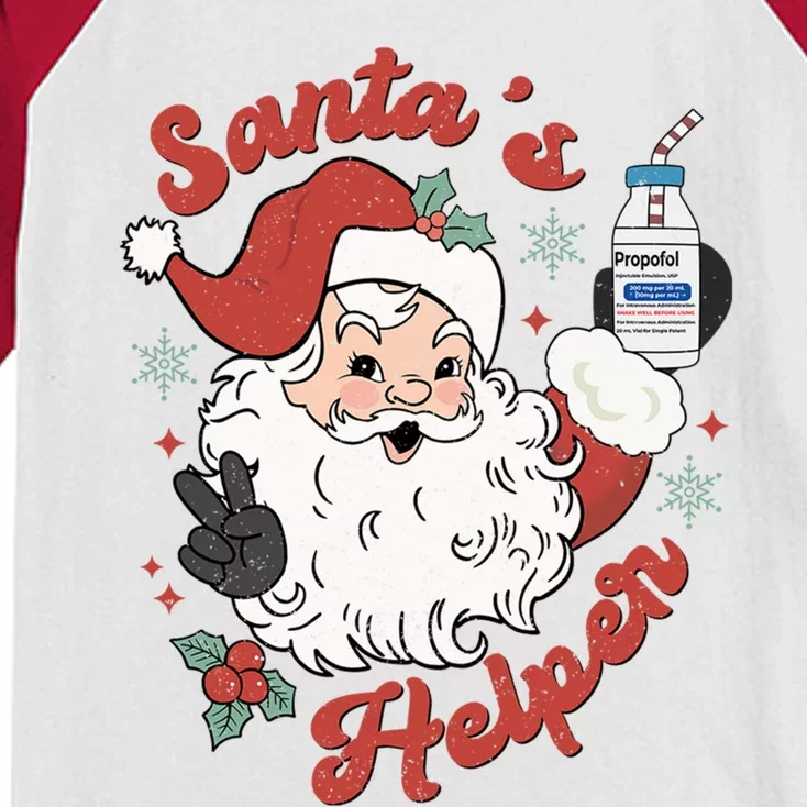 SantaS Helper Icu Crna Propofol Pharmacist Nurse Christmas Funny Gift Kids Colorblock Raglan Jersey