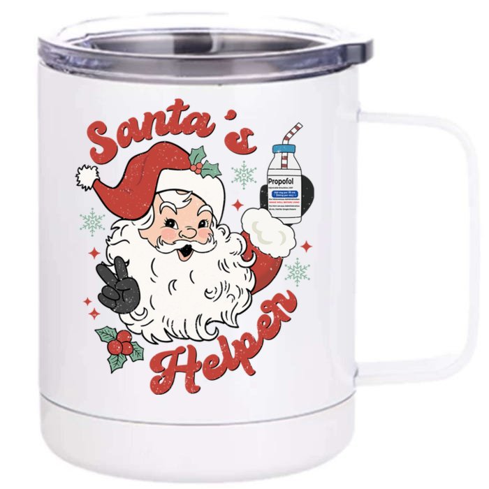 SantaS Helper Icu Crna Propofol Pharmacist Nurse Christmas Funny Gift Front & Back 12oz Stainless Steel Tumbler Cup