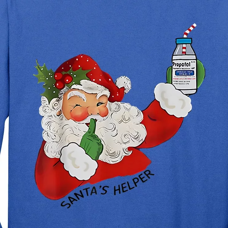 SantaS Helper Icu Crna Propofol Pharmacist Nurse Christmas Gift Tall Long Sleeve T-Shirt