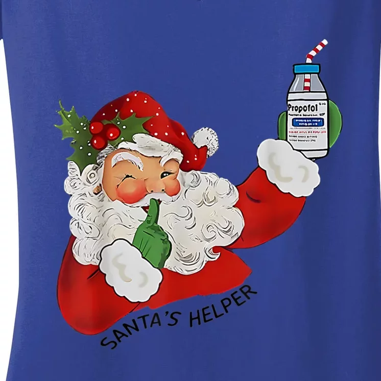 SantaS Helper Icu Crna Propofol Pharmacist Nurse Christmas Gift Women's V-Neck T-Shirt