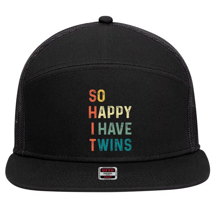 So Happy I Have Twins Funny Mom Dad Parent Saying Slogan 7 Panel Mesh Trucker Snapback Hat