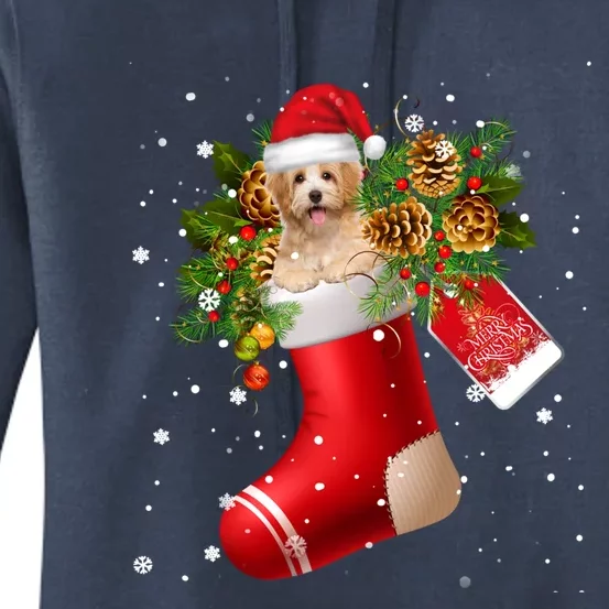 Santa Havanese In Christmas Sock Pajama Meaningful Gift Women's Pullover Hoodie