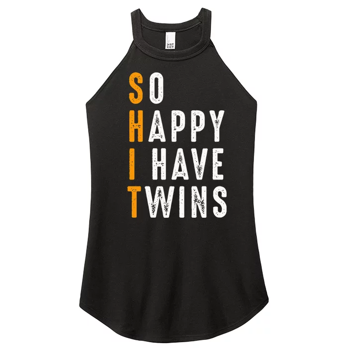 So Happy I Have Twins Design Father's Mother's Day Women’s Perfect Tri Rocker Tank