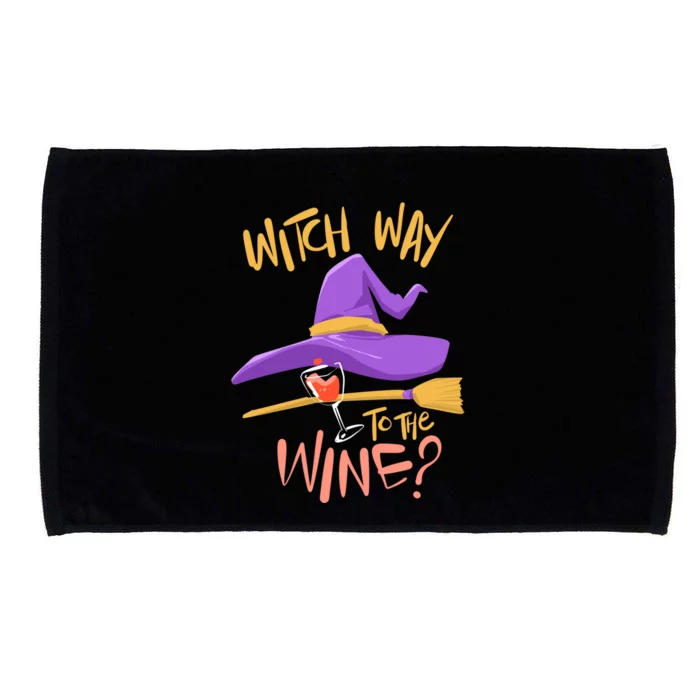 S Halloween Ing Gift Witch Way To The Wine Funny Gift Microfiber Hand Towel