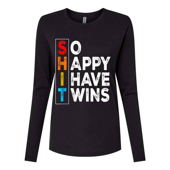 So Happy I Have Twins Funny Mothers Day Fathers Day Mom Dad Womens Cotton Relaxed Long Sleeve T-Shirt