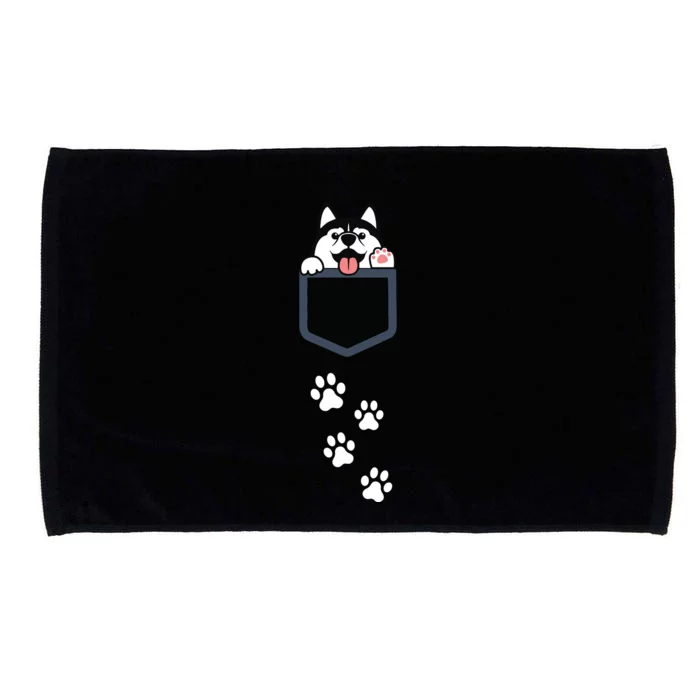 Siberian Husky In Pocket Cute Puppy Dog Lover Apparel Microfiber Hand Towel