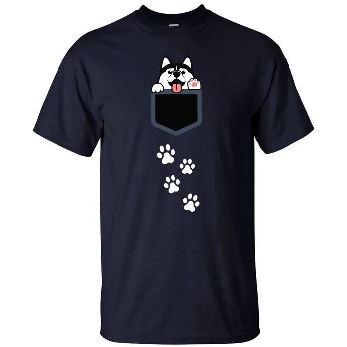 Siberian Husky In Pocket Cute Puppy Dog Lover Apparel Tall T-Shirt