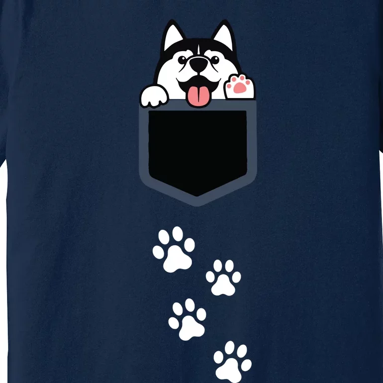 Siberian Husky In Pocket Cute Puppy Dog Lover Apparel Premium T-Shirt