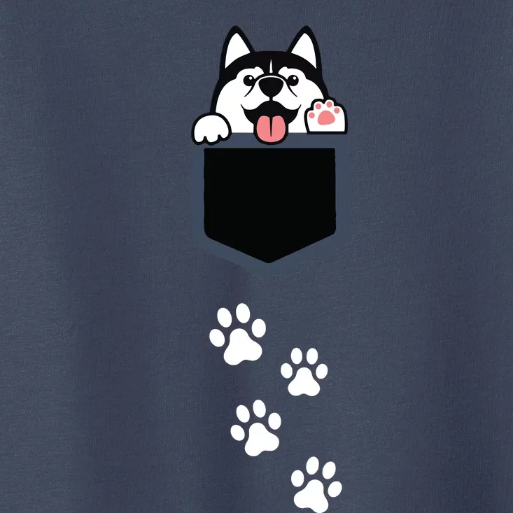 Siberian Husky In Pocket Cute Puppy Dog Lover Apparel Toddler T-Shirt