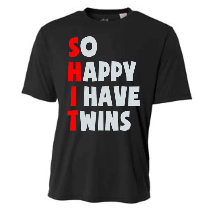 So Happy I Have Twins Funny Parent Twin Mom Dad Mothers Day Cooling Performance Crew T-Shirt