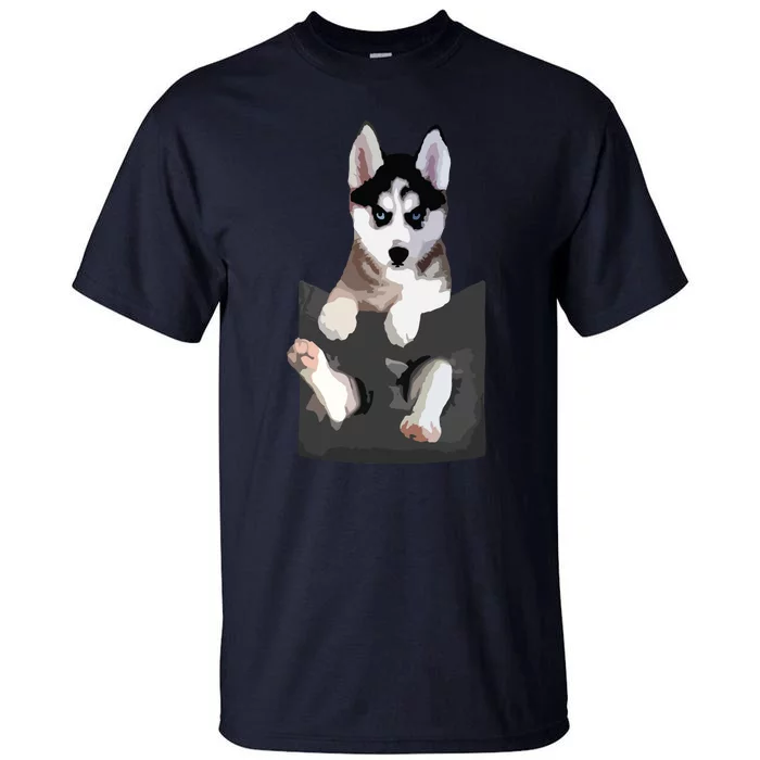 Siberian Husky In Pocket Puppy T Funny Tall T-Shirt