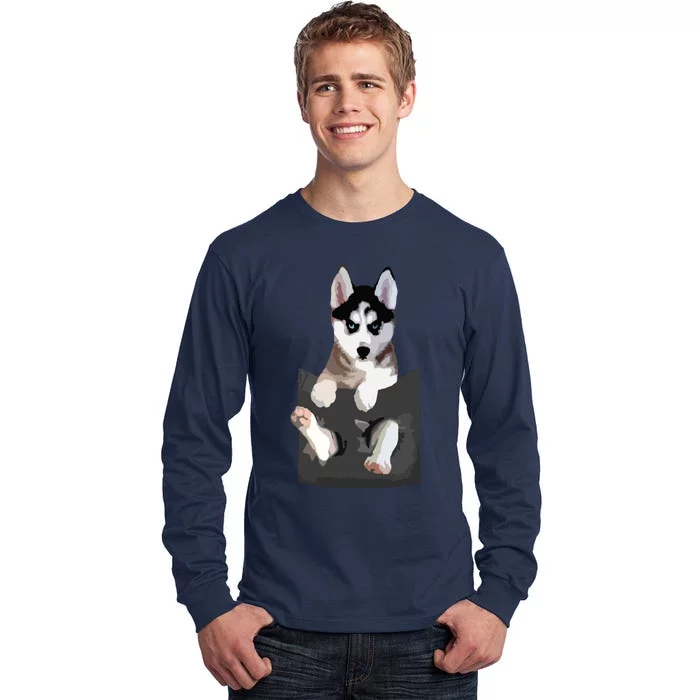 Siberian Husky In Pocket Puppy T Funny Tall Long Sleeve T-Shirt