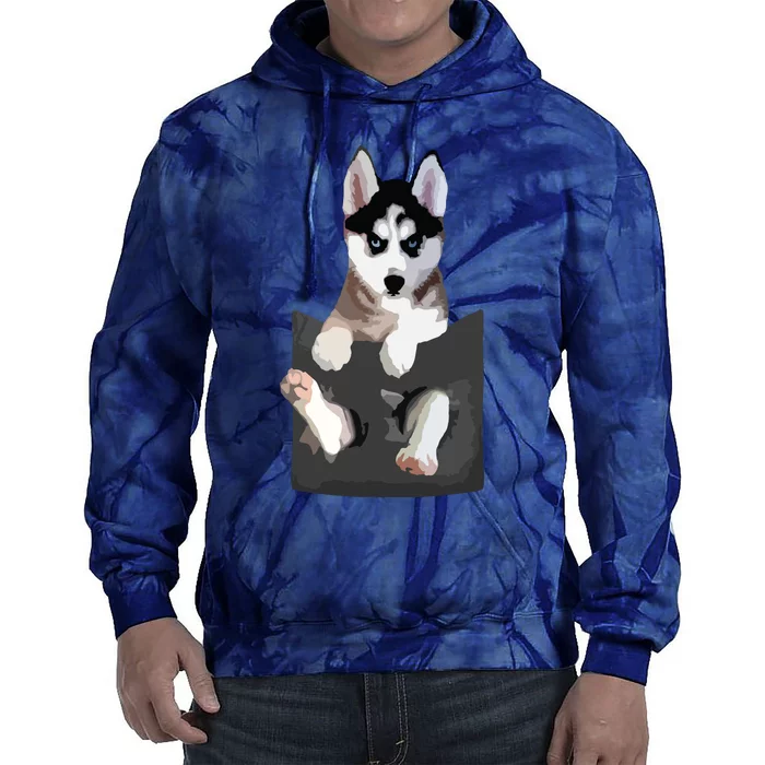 Siberian Husky In Pocket Puppy T Funny Tie Dye Hoodie