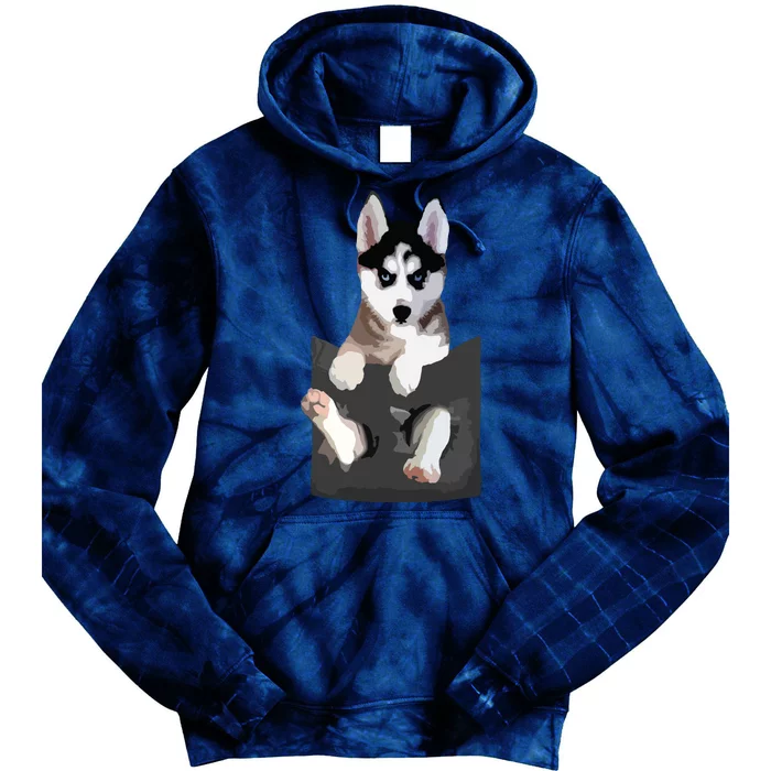 Siberian Husky In Pocket Puppy T Funny Tie Dye Hoodie