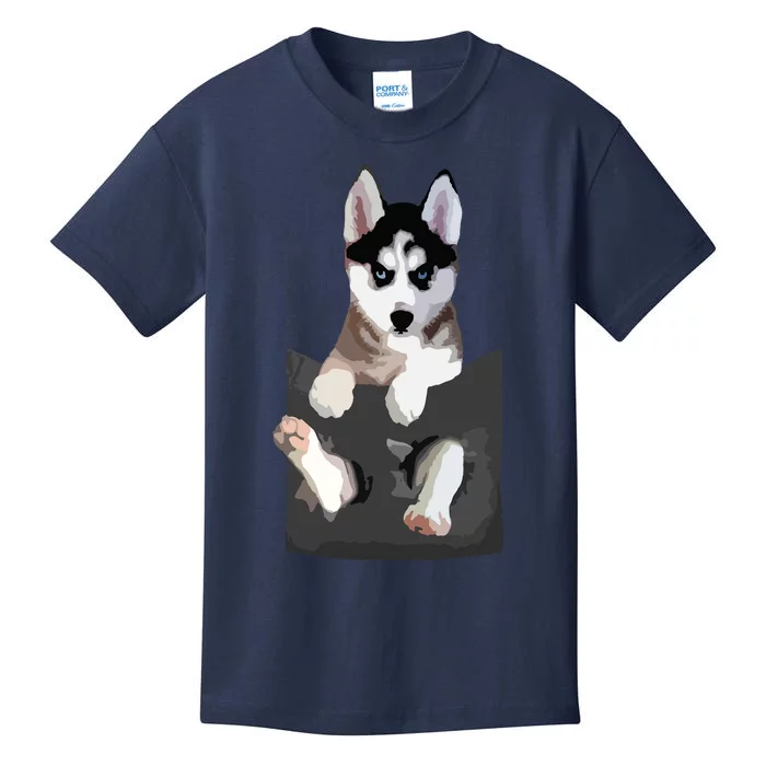 Siberian Husky In Pocket Puppy T Funny Kids T-Shirt