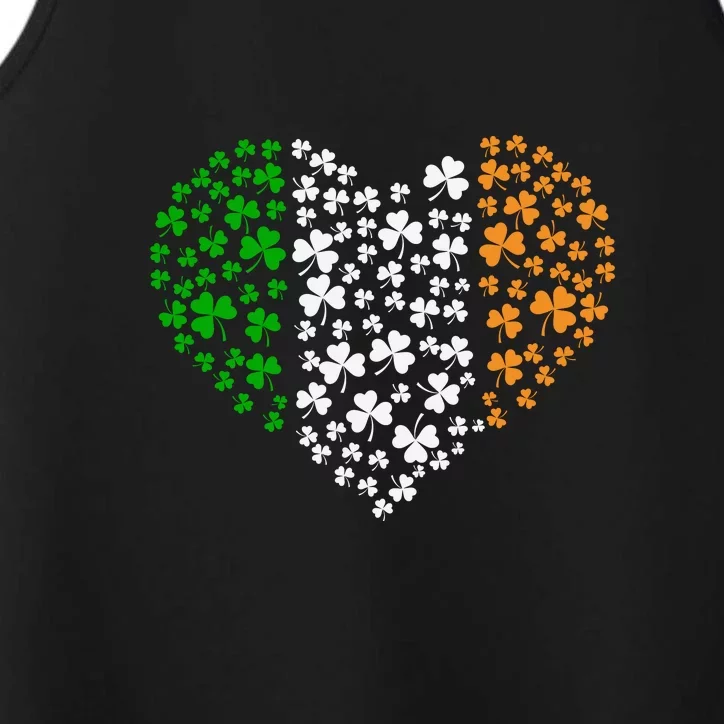 Shamrock Hearts Irsih Flag St Patrick Day Performance Tank