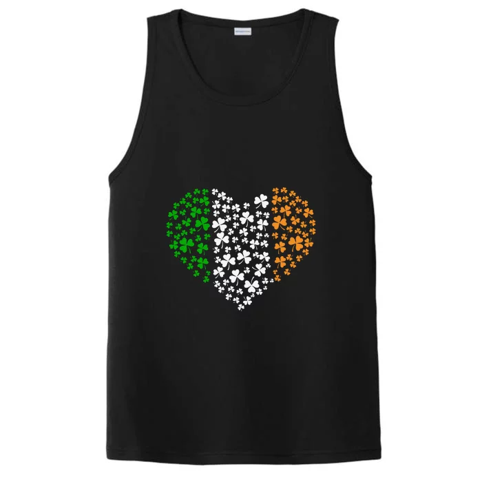 Shamrock Hearts Irsih Flag St Patrick Day Performance Tank