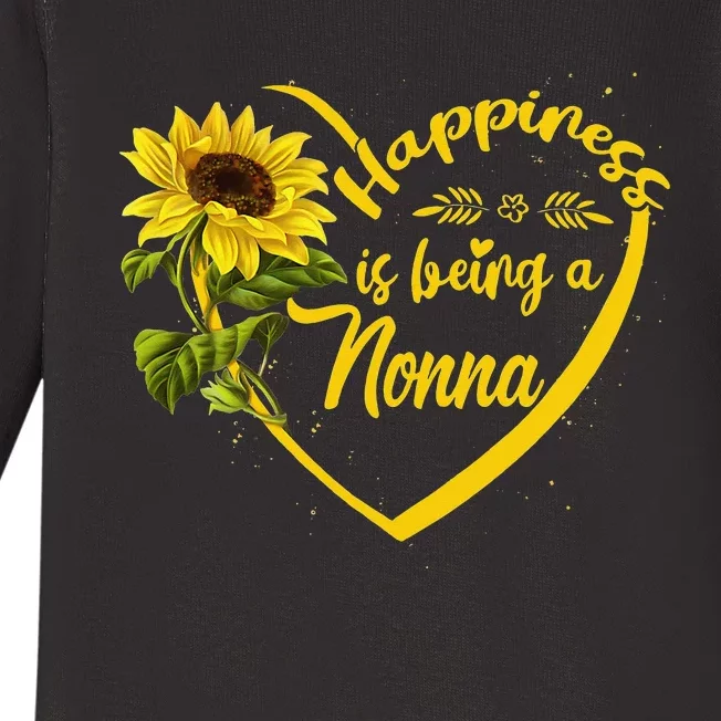 Sunflower Happiness Is Being A Nonna Gift Mother's Day Baby Long Sleeve Bodysuit