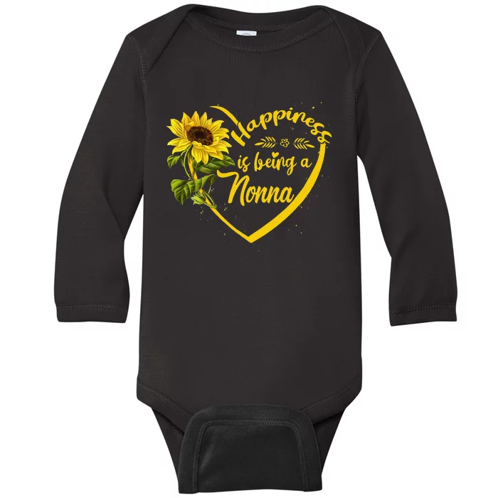 Sunflower Happiness Is Being A Nonna Gift Mother's Day Baby Long Sleeve Bodysuit