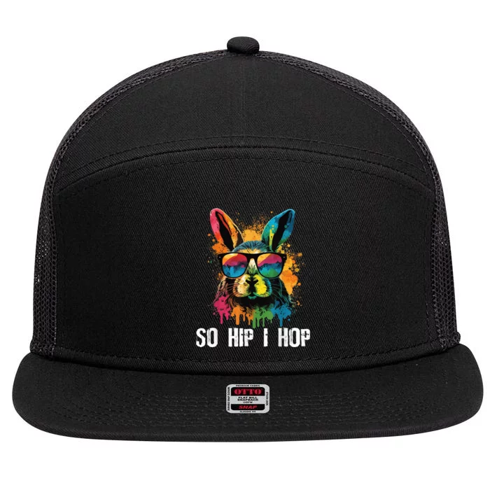 So Hip I Hop Tie Dye Easter Rabbit kid Wo girl Teens 7 Panel Mesh Trucker Snapback Hat