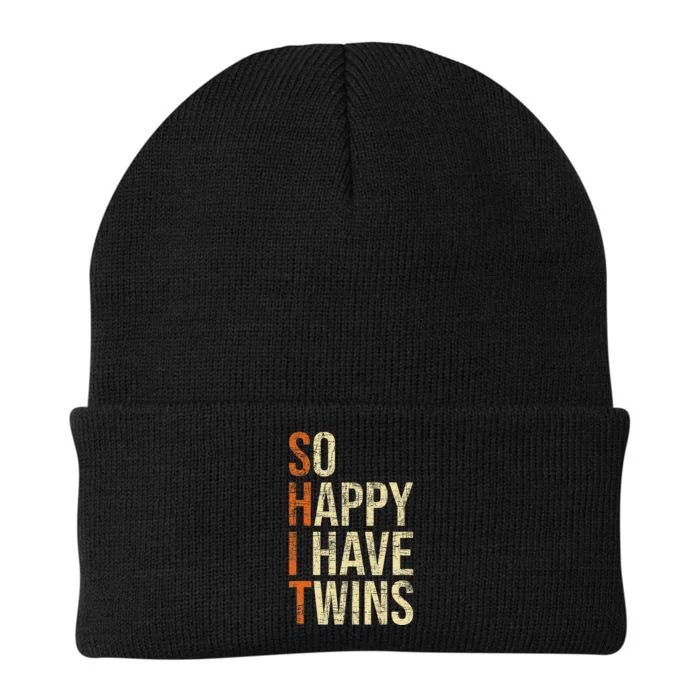 So Happy I Have Twins Twin Dad Father Mother Of Twins Knit Cap Winter Beanie