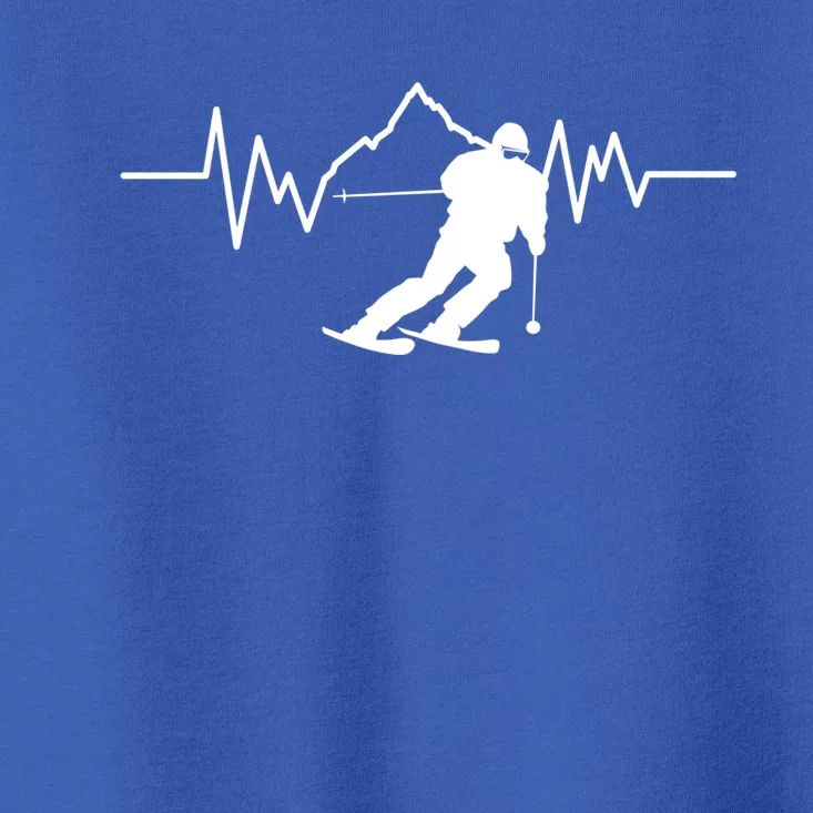 Skier Heartbeat I Alpine Cross Coutry Skiing Gift Toddler T-Shirt