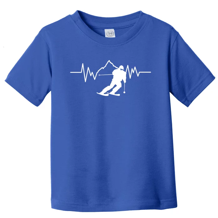 Skier Heartbeat I Alpine Cross Coutry Skiing Gift Toddler T-Shirt